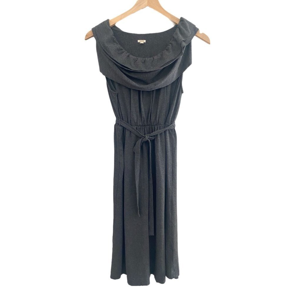 J. Crew Gray Viscose Dress With Layered Neckline Detailing Size S
